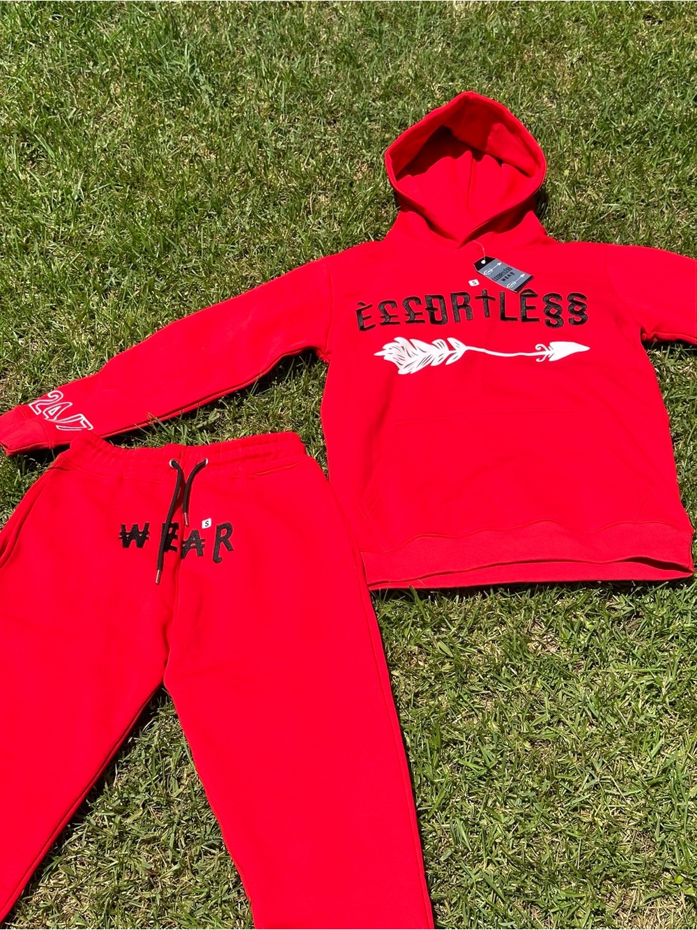 Red Effortless Arrow Hoodie & Sweatpants Set